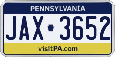 PA license plate JAX3652