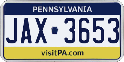 PA license plate JAX3653