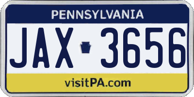 PA license plate JAX3656
