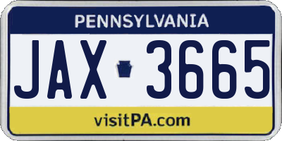 PA license plate JAX3665
