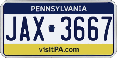 PA license plate JAX3667