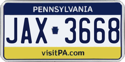 PA license plate JAX3668