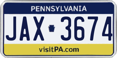 PA license plate JAX3674