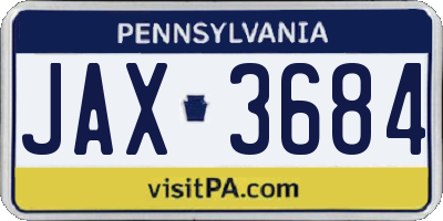 PA license plate JAX3684
