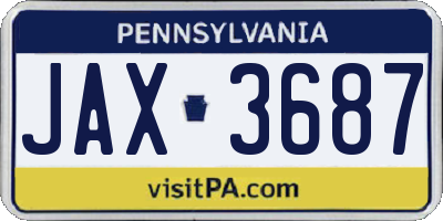PA license plate JAX3687