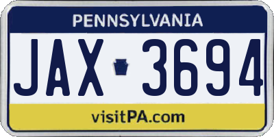 PA license plate JAX3694