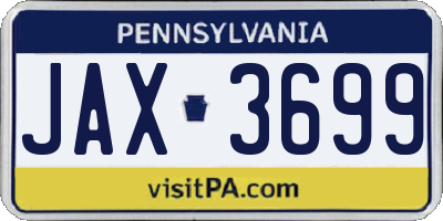 PA license plate JAX3699