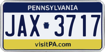 PA license plate JAX3717