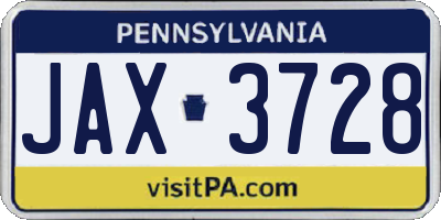 PA license plate JAX3728