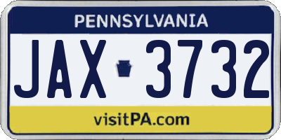 PA license plate JAX3732