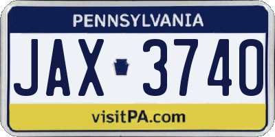 PA license plate JAX3740