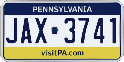 PA license plate JAX3741