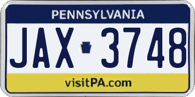 PA license plate JAX3748