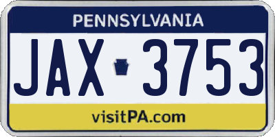 PA license plate JAX3753