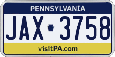 PA license plate JAX3758