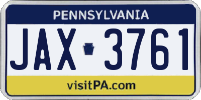 PA license plate JAX3761