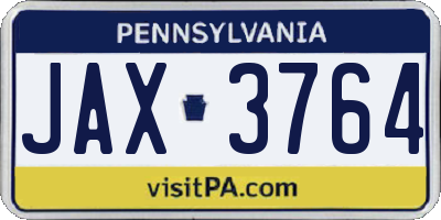 PA license plate JAX3764