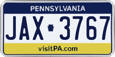PA license plate JAX3767