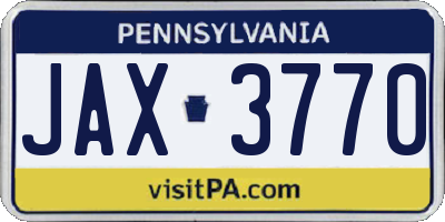PA license plate JAX3770