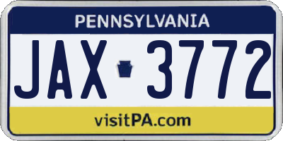 PA license plate JAX3772