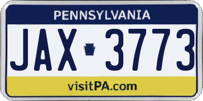 PA license plate JAX3773