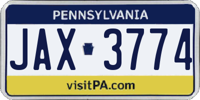 PA license plate JAX3774