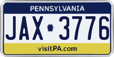 PA license plate JAX3776