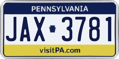 PA license plate JAX3781