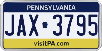 PA license plate JAX3795