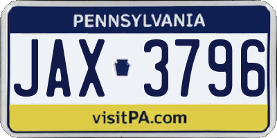 PA license plate JAX3796