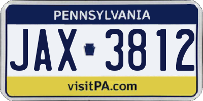 PA license plate JAX3812