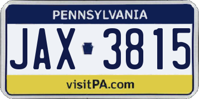 PA license plate JAX3815