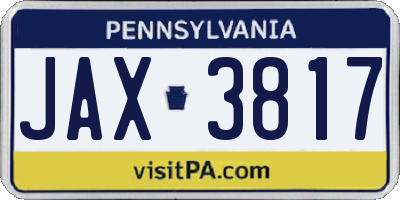 PA license plate JAX3817