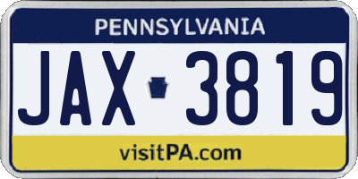 PA license plate JAX3819