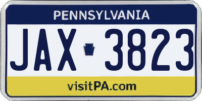 PA license plate JAX3823