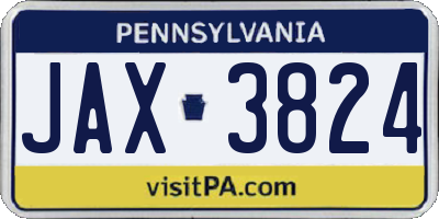 PA license plate JAX3824
