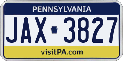 PA license plate JAX3827