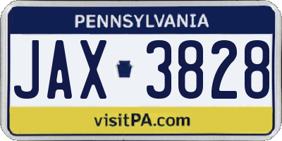 PA license plate JAX3828