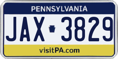 PA license plate JAX3829