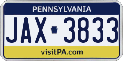 PA license plate JAX3833