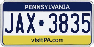 PA license plate JAX3835