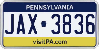 PA license plate JAX3836