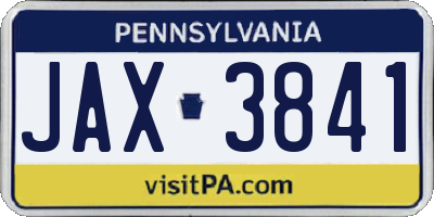 PA license plate JAX3841