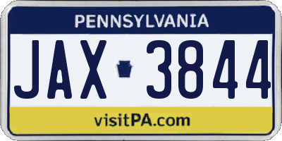 PA license plate JAX3844