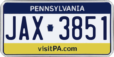 PA license plate JAX3851