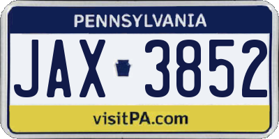 PA license plate JAX3852