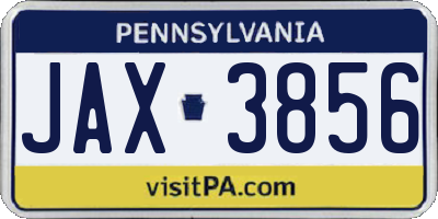 PA license plate JAX3856