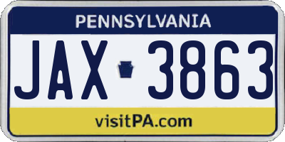 PA license plate JAX3863