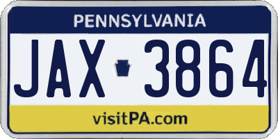 PA license plate JAX3864