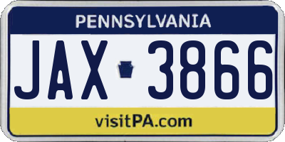 PA license plate JAX3866